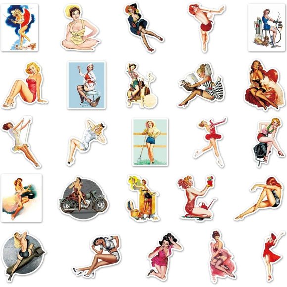 Pin Up Vector Stickers Boutique | Office | 5 Piece Vintage Pin Up Girl Retro Stickers | Poshmark